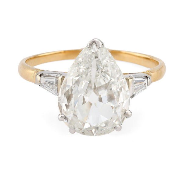 Retro GIA 2.17 Carat Pear Shape Diamond 18K Yellow White Gold Engagement Ring  Jack Weir & Sons   