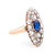 French Belle Époque Sapphire Diamond 18K Rose Gold Navette Ring Rings Jack Weir & Sons   