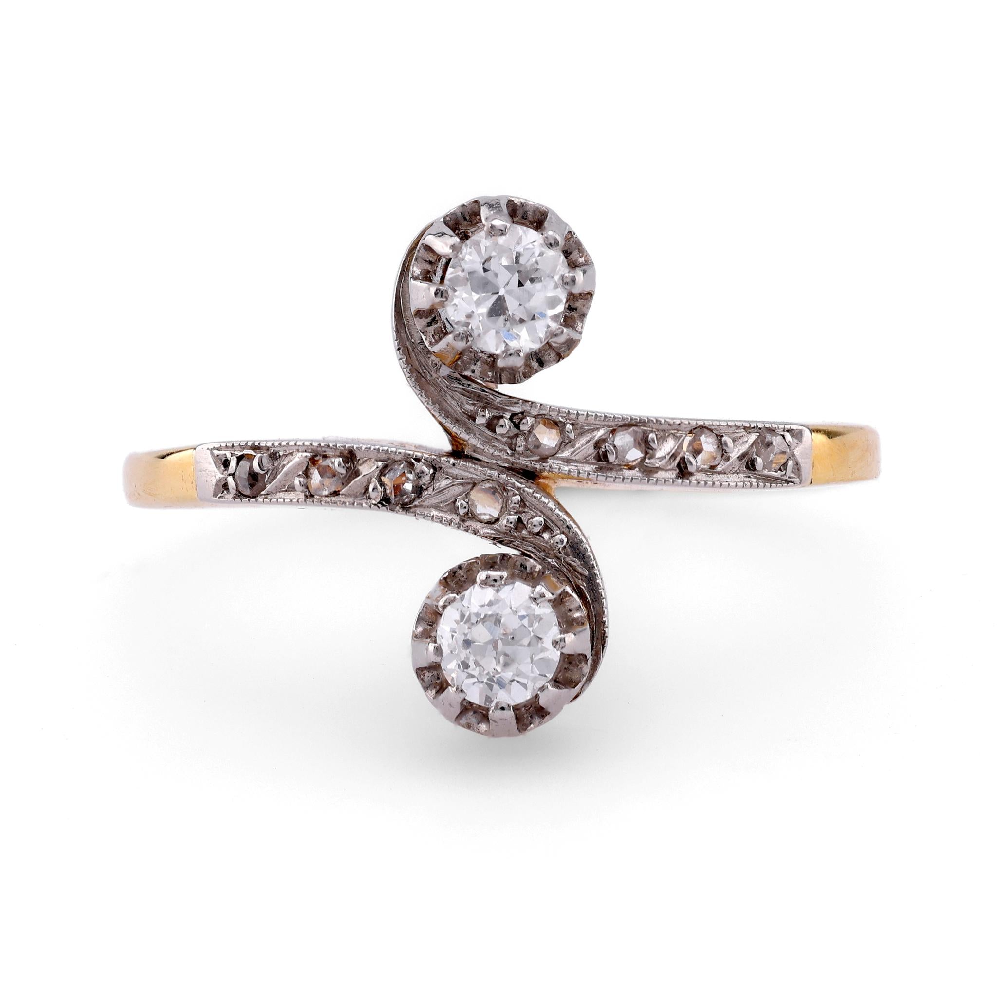 Belle Époque Diamond 18K Yellow Gold Toi Et Moi Ring Rings Jack Weir & Sons   