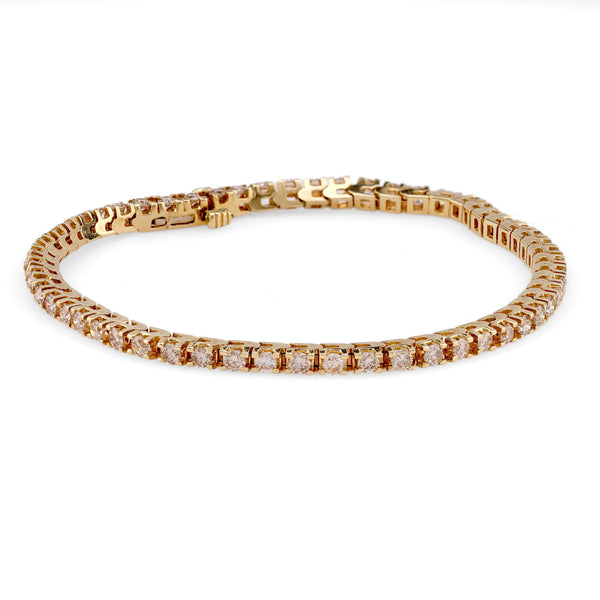 Vintage 2.5 Carat round Brilliant Diamond 14K Yellow Gold Tennis Bracelet  Jack Weir & Sons   