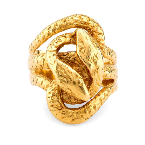 Vintage 18K Yellow Gold Double Snake Ring  Jack Weir & Sons   