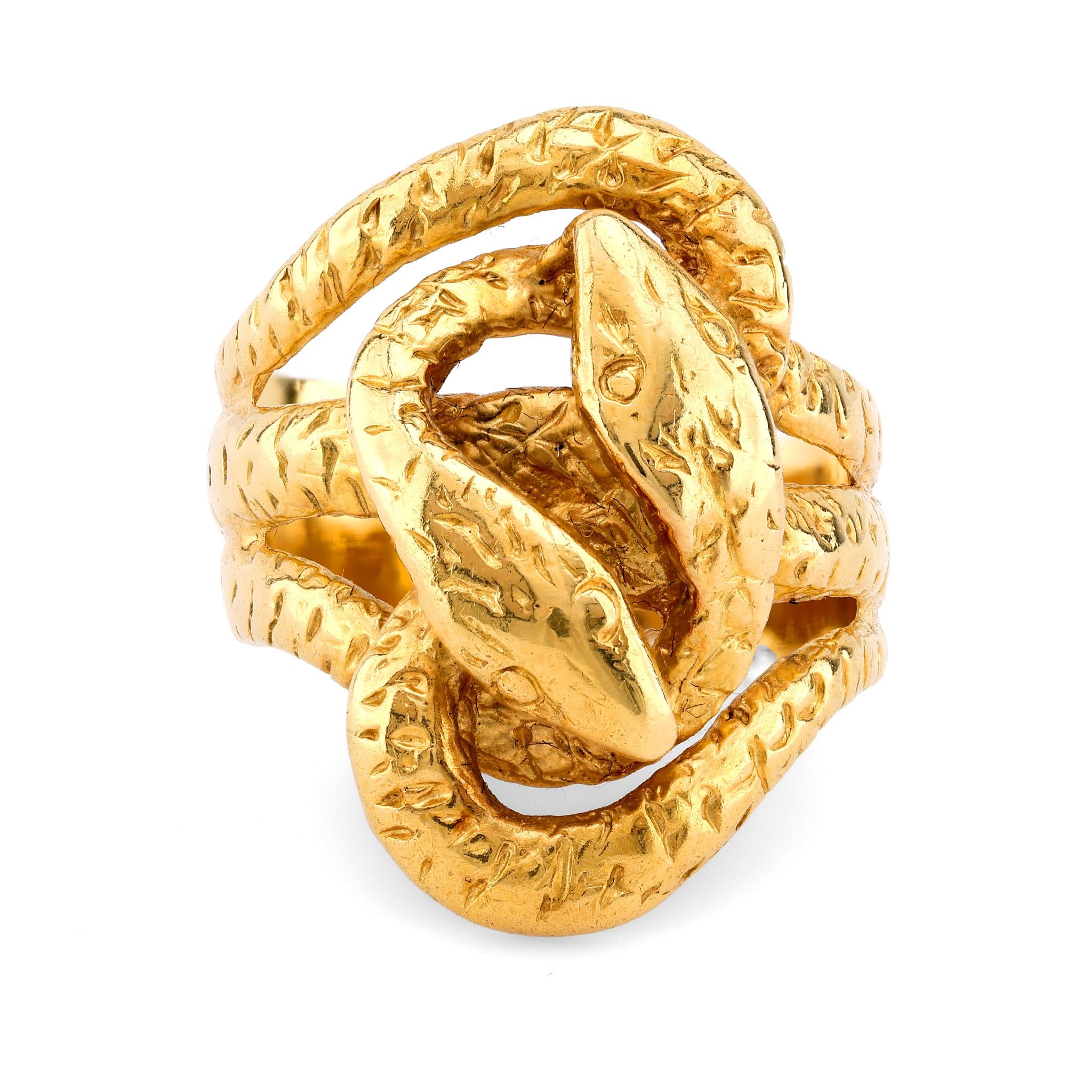 Vintage 18K Yellow Gold Double Snake Ring  Jack Weir & Sons   