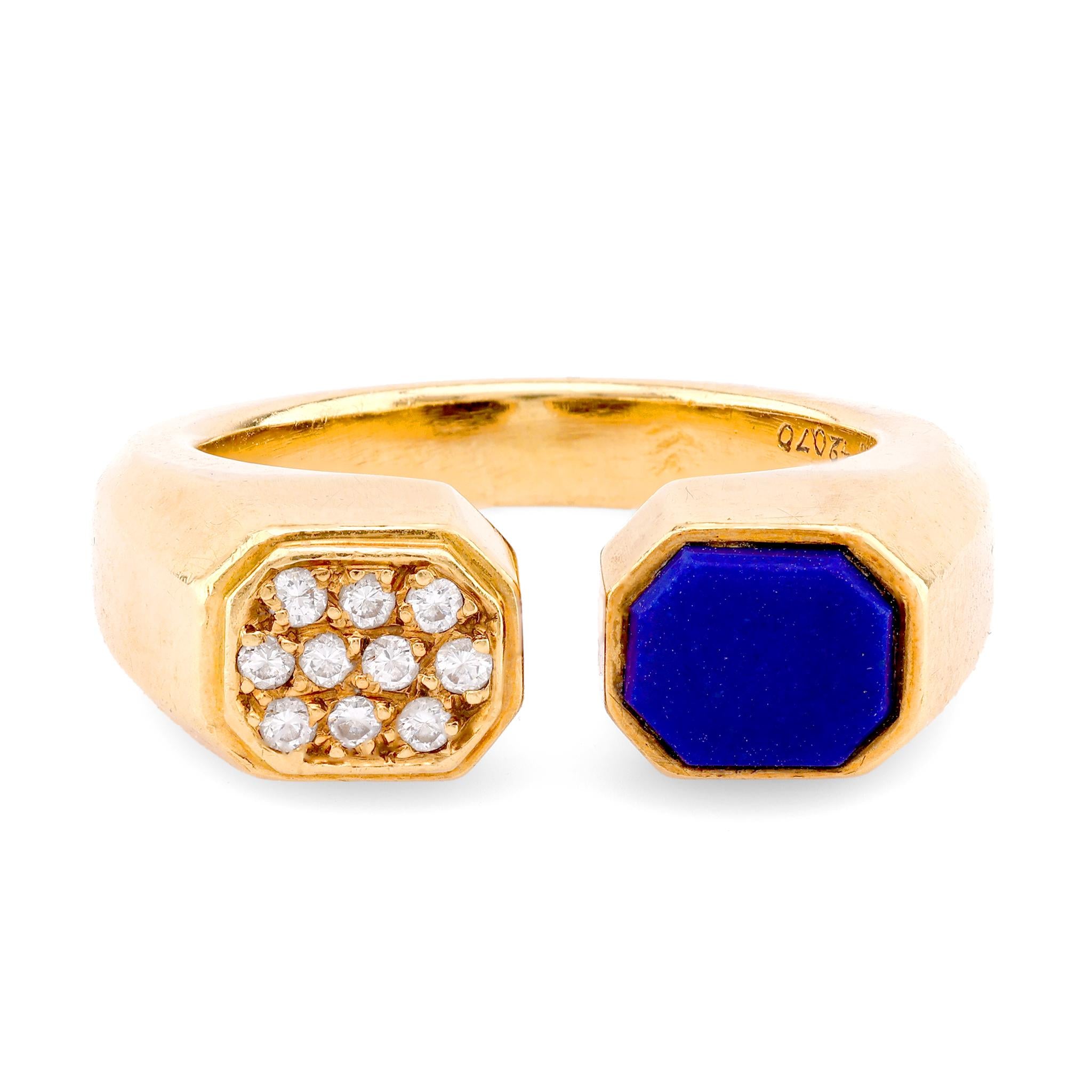 Vintage Cartier Paris Lapis Lazuli Diamond 18K Yellow Gold Ring  Cartier   