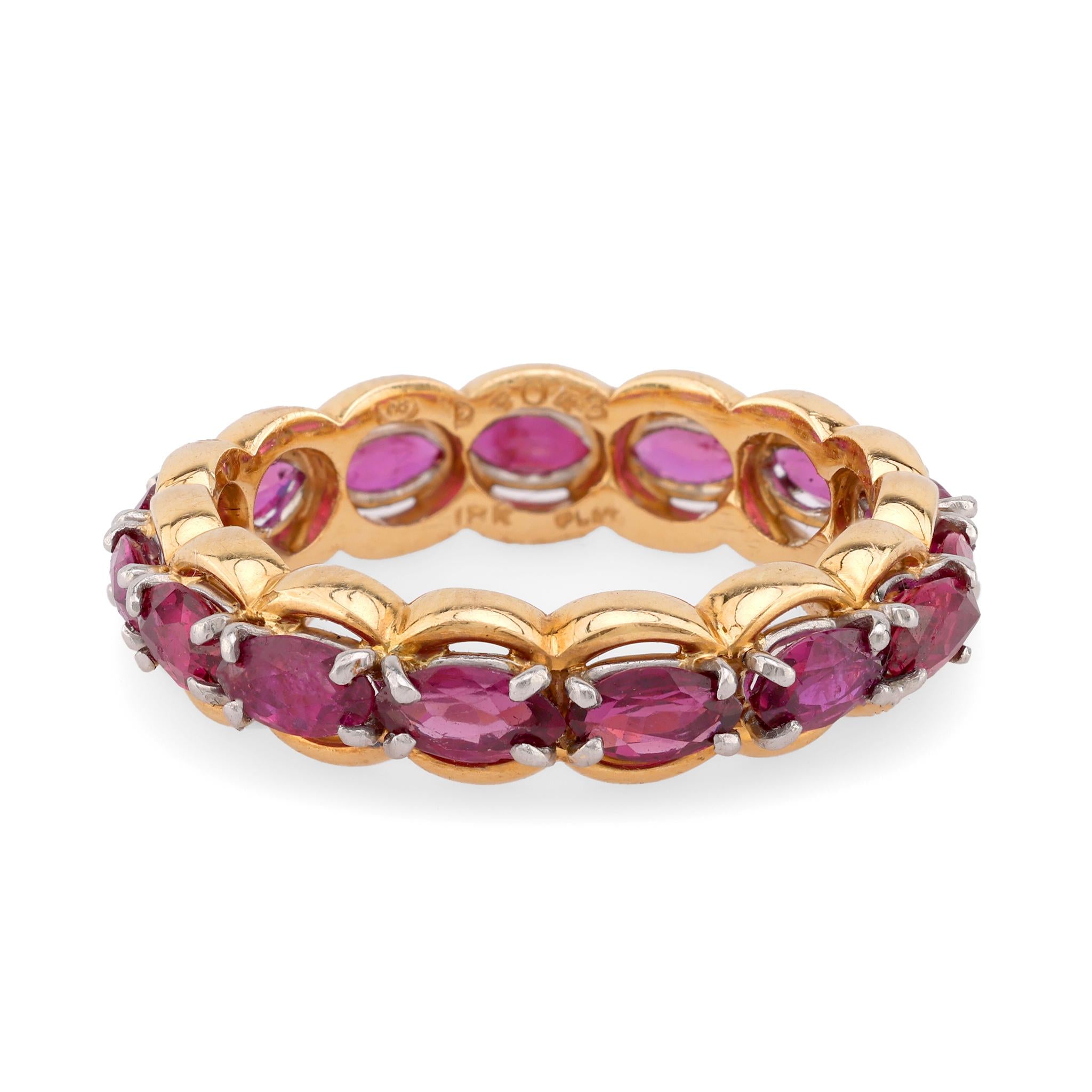 Vintage Oscar Heyman 3 Carat Ruby 18K Yellow Gold Eternity Ring  Oscar Heyman   