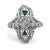 Art Deco Diamond Emerald Platinum Navette Ring  Jack Weir & Sons   