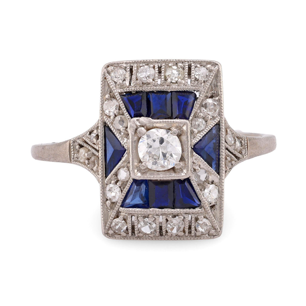 Art Deco Diamond Sapphire Platinum Ring Rings Jack Weir & Sons