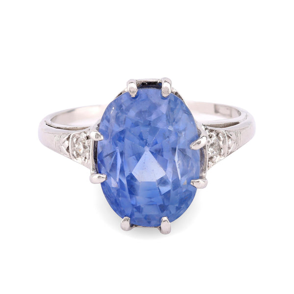 Mid Century GIA 11.51 Carat No Heat Sapphire Diamond 14K White Gold Ring  Jack Weir & Sons   