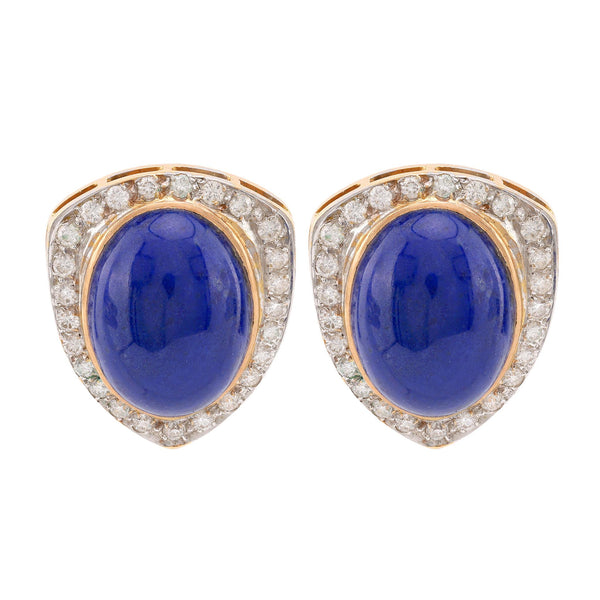 Vintage Lapis Lazuli Diamond 18K Yellow Gold Earrings  Jack Weir & Sons   