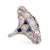 Art Deco Diamond Sapphire Platinum Navette Ring Rings Jack Weir & Sons   