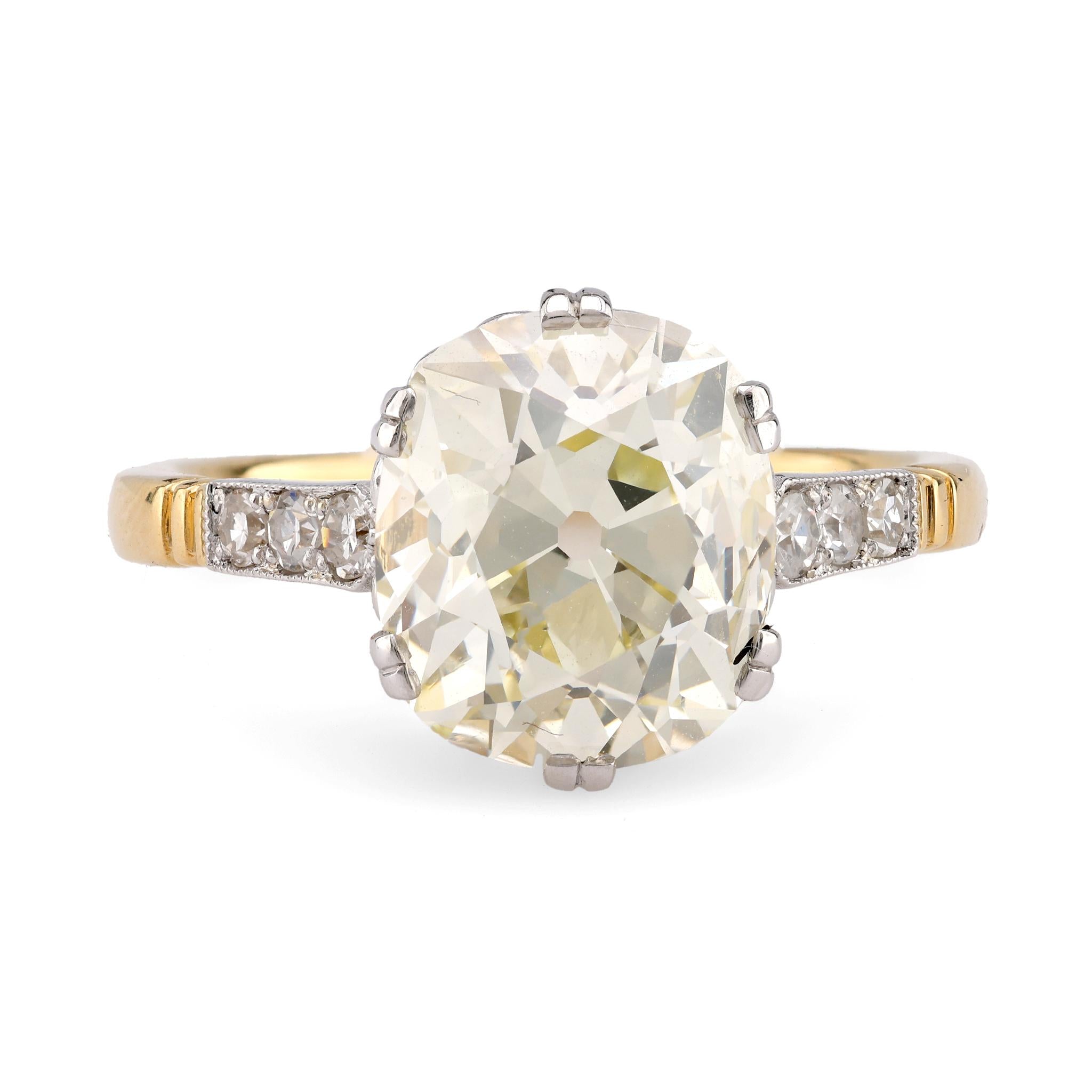 GIA 4.07 Carat Cushion Cut Diamond 18K Yellow Gold Engagement Ring  Jack Weir & Sons   