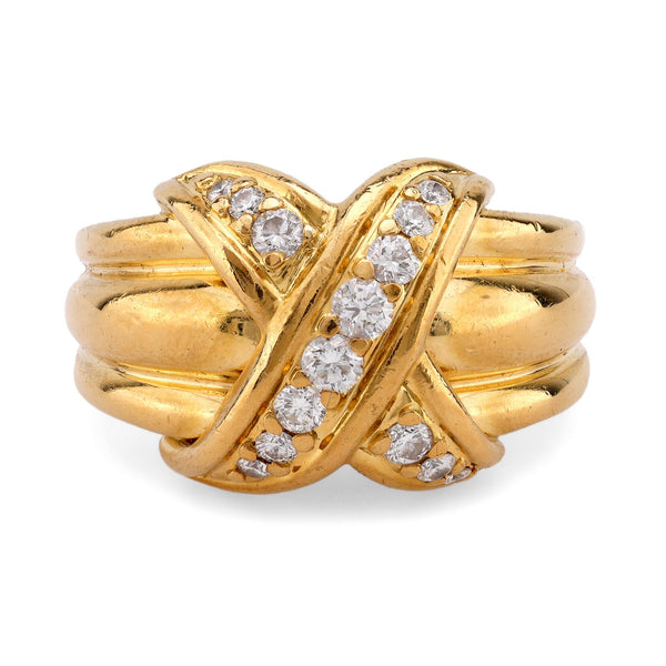 Tiffany & Co. Vintage Diamond 18K Yellow Gold Criss-Cross Ring  Tiffany & Co.   