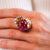 Retro 4.89 Carat Cabochon Cut No Heat Ruby Diamond 18K Yellow Gold Cocktail Ring  Jack Weir & Sons   