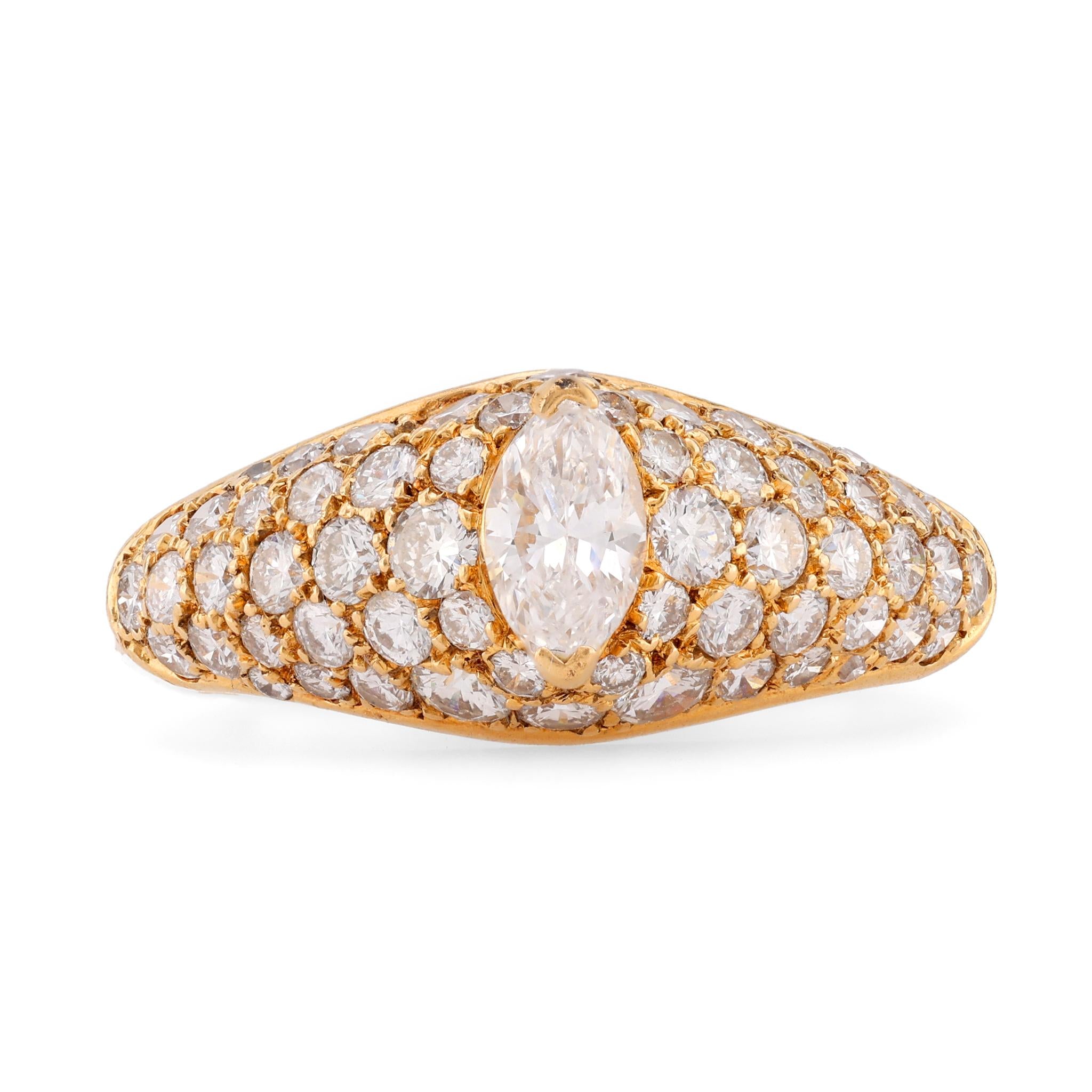 Cartier French Diamond 18K Yellow Gold Marquise Pave Engagement Ring  Cartier   