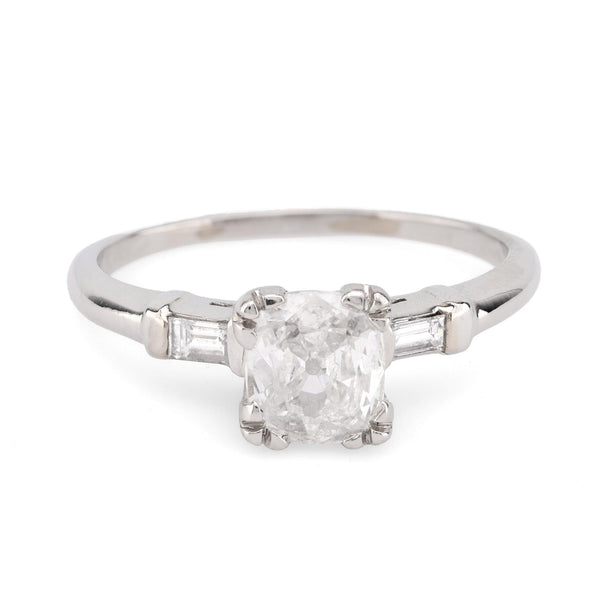 Mid Century GIA 1.01 Carat Cushion Cut Diamond Platinum Engagement Ring Rings Jack Weir & Sons   