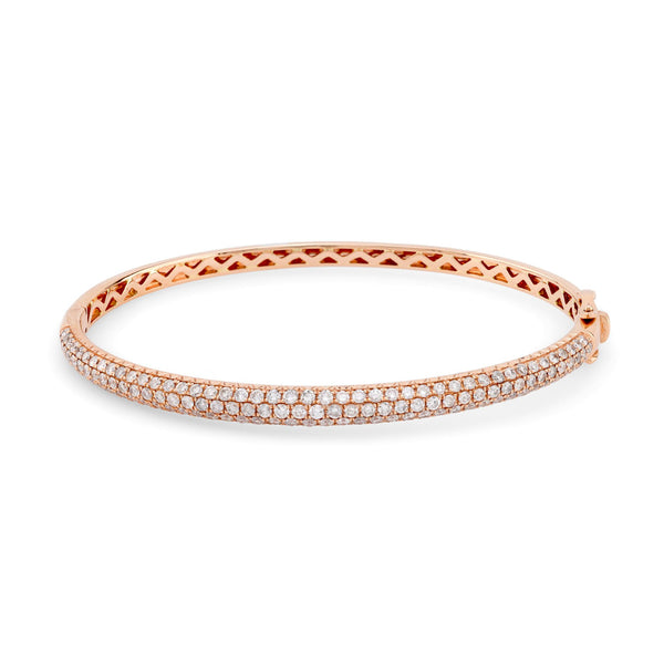 Modern 2.17 Carat Total Weight Diamond 14K Rose Gold Bangle  Jack Weir & Sons   