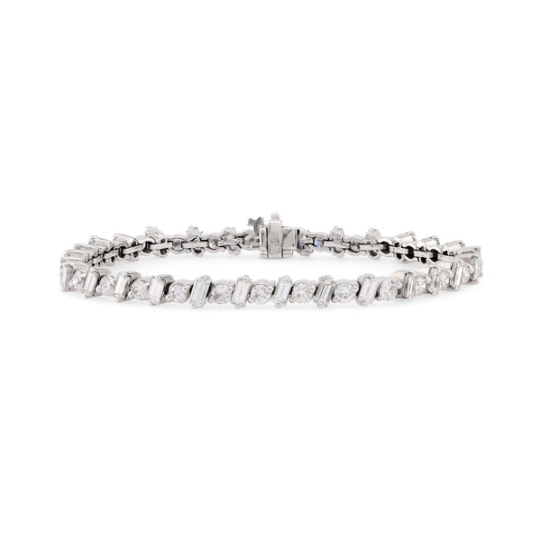 Modern 7.5 Carat Total Weight Diamond 14K White Gold Tennis Bracelet Bracelets Jack Weir & Sons   