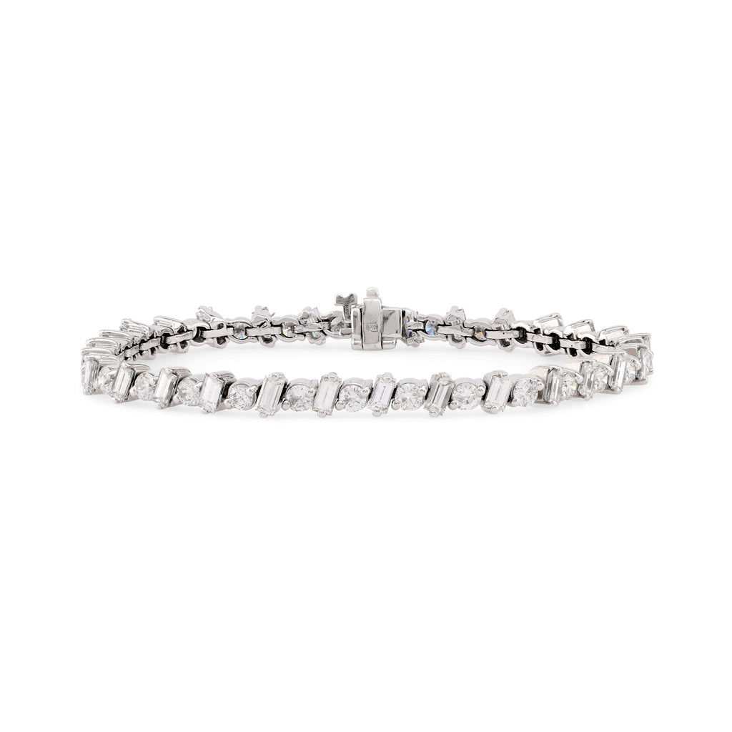 Modern 7.5 Carat Total Weight Diamond 14K White Gold Tennis Bracelet Bracelets Jack Weir & Sons   