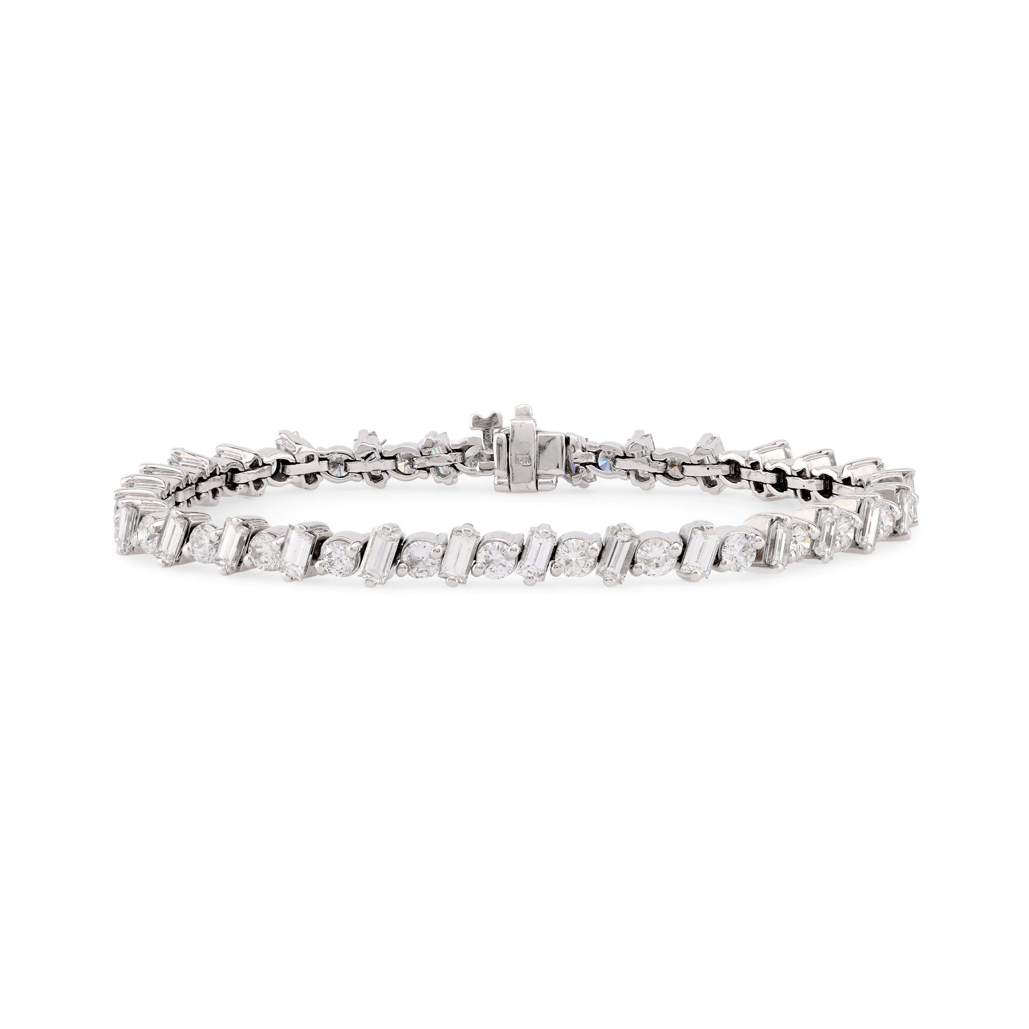 Modern 7.5 Carat Total Weight Diamond 14K White Gold Tennis Bracelet Bracelets Jack Weir & Sons   