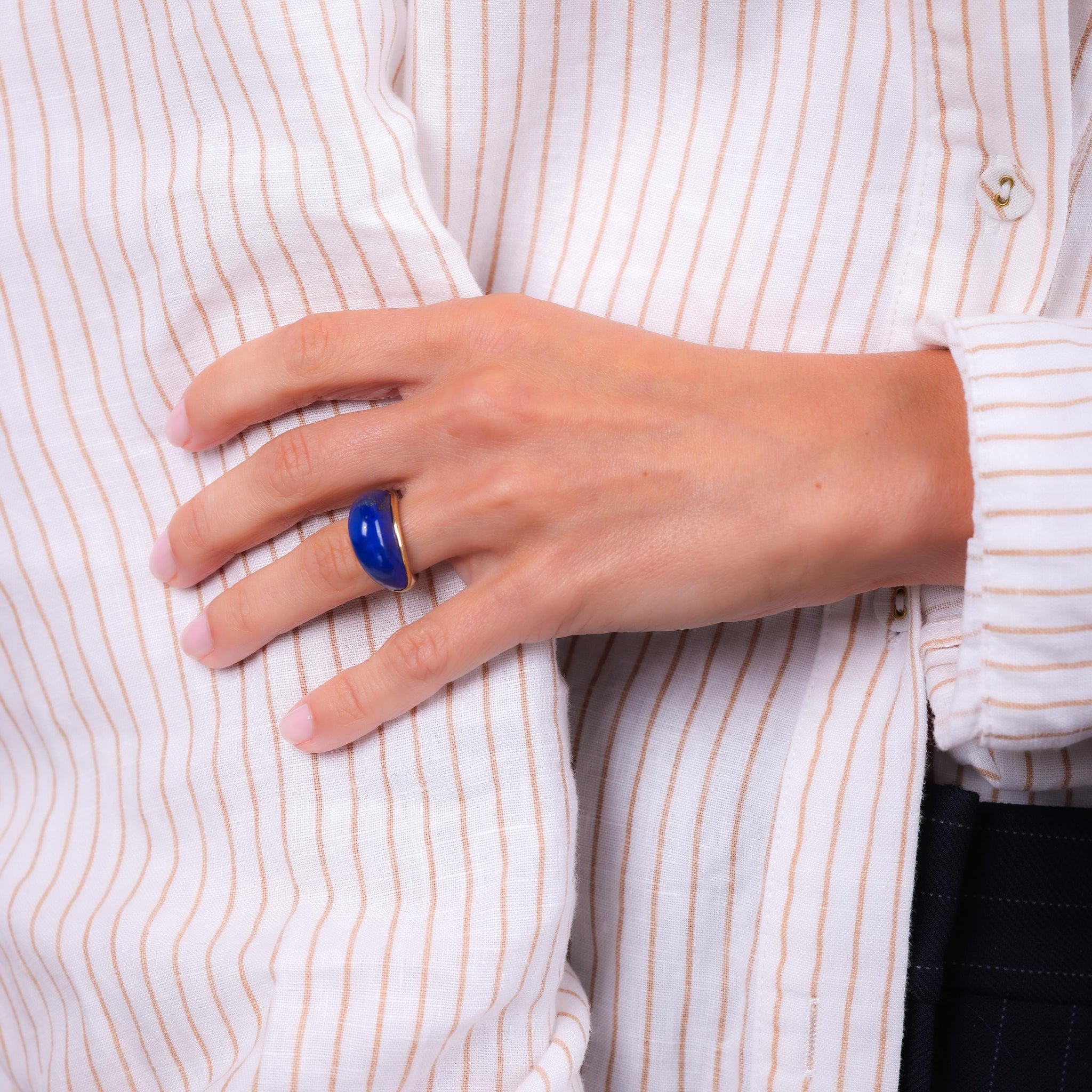 Vintage Cabochon Cut Lapis Lazuli 18K Yellow Gold Dome Ring  Jack Weir & Sons   