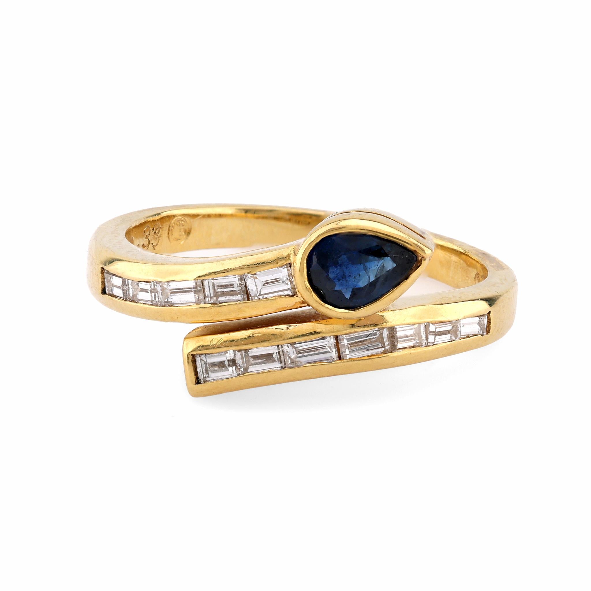 Modern Sapphire Diamond 18K Yellow Gold Snake Bypass Ring Rings Jack Weir & Sons