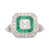 Art Deco Style Diamond Emerald Platinum Square Halo Ring  Jack Weir & Sons   