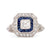 Art Deco Style Diamond Sapphire Platinum Square Halo Ring Rings Jack Weir & Sons