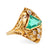 Antique GIA 1.95 Carat Shield Cut Emerald Diamond 18K Yellow Gold Scroll Ring  Jack Weir & Sons   