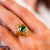 Antique GIA 1.95 Carat Shield Cut Emerald Diamond 18K Yellow Gold Scroll Ring  Jack Weir & Sons   