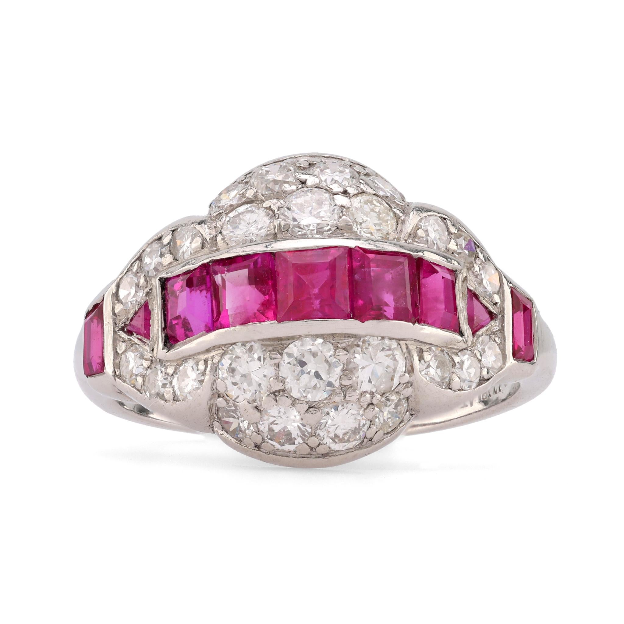 Art Deco Ruby Diamond Platinum Ring Rings Jack Weir & Sons   