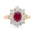 GIA 1.2 Carat Burma Ruby Diamond 18K Yellow and White Gold Cluster Ring  Jack Weir & Sons   