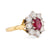 GIA 1.2 Carat Burma Ruby Diamond 18K Yellow and White Gold Cluster Ring  Jack Weir & Sons   