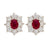 Vintage GIA Burma Ruby Diamond 18K White and Yellow Gold Cluster Earrings  Jack Weir & Sons   