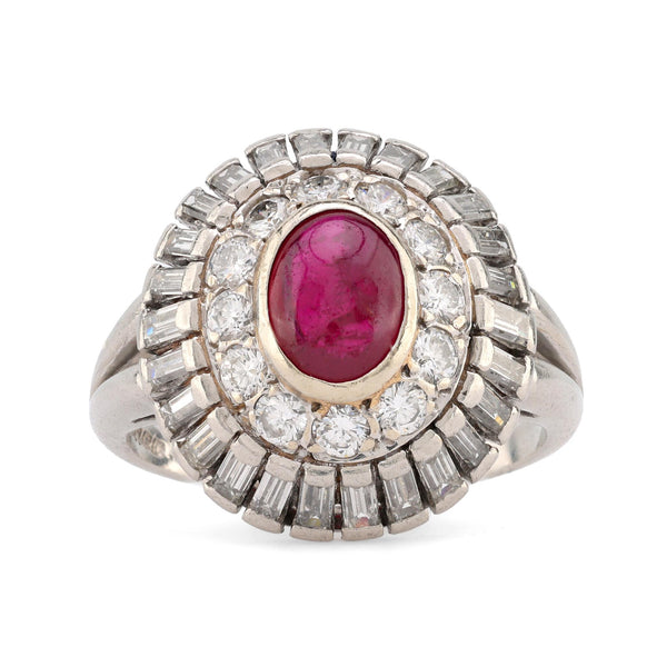 Retro Ruby Diamond Platinum Halo Ring  Jack Weir & Sons   