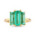 Mid Century Style GIA 2.5 Carat Emerald 18K Yellow Gold Three Stone Ring