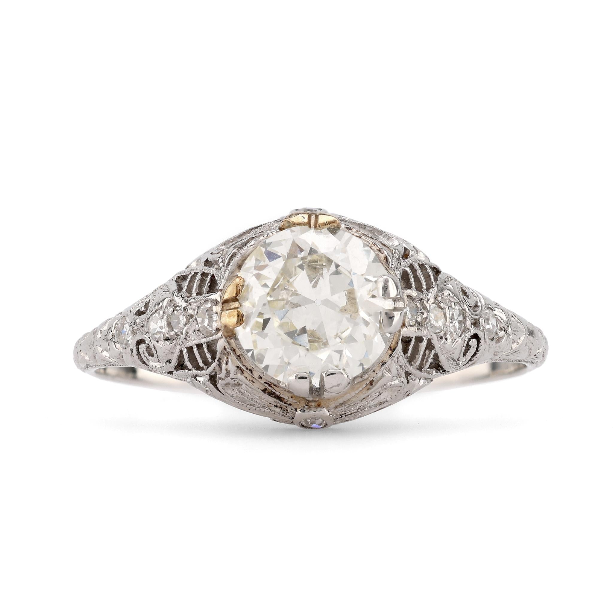 Art Deco Diamond Platinum Engagement Filigree Ring Rings Jack Weir & Sons   