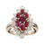 Mid Century French Ruby Diamond 18K White Gold Navette Ring  Jack Weir & Sons   