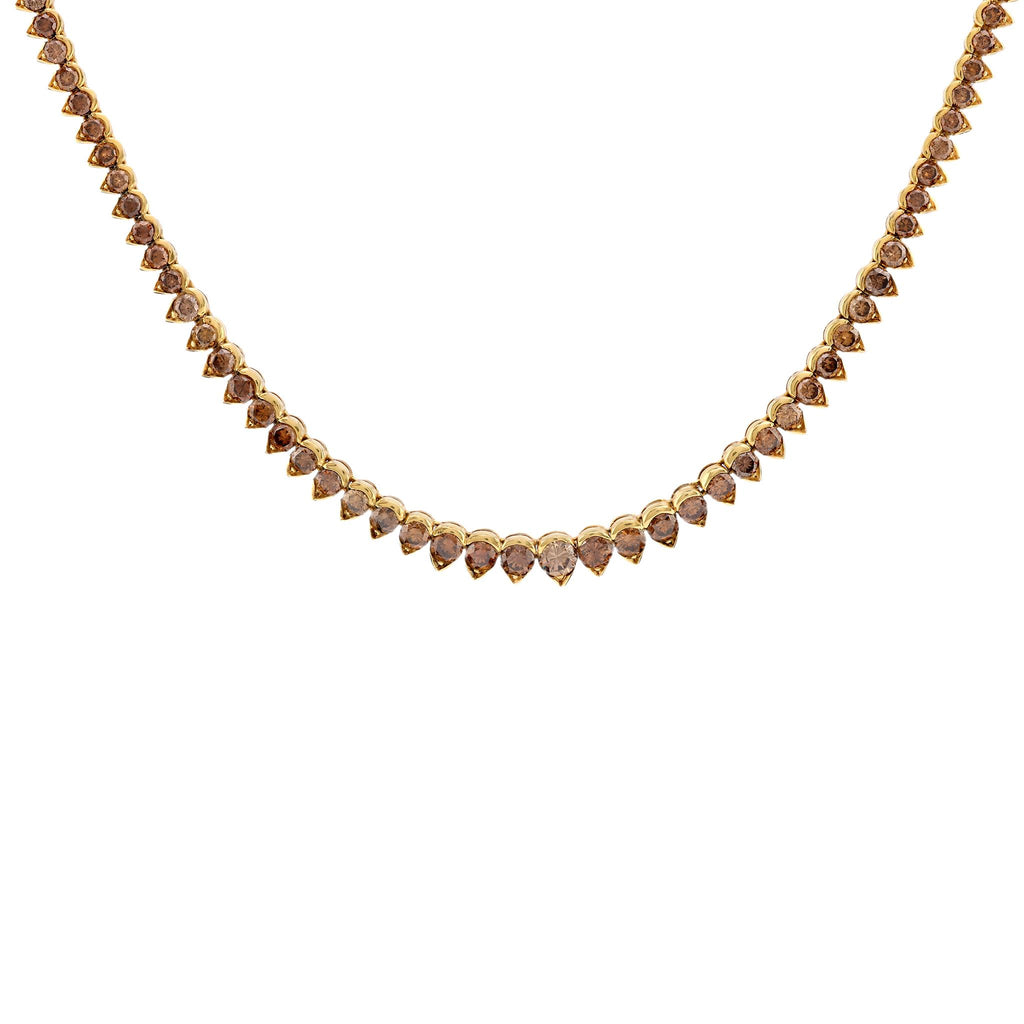 Vintage French 11.7 Carat Fancy Brown Diamond 18K Yellow Gold Riviera Necklace  Jack Weir & Sons   