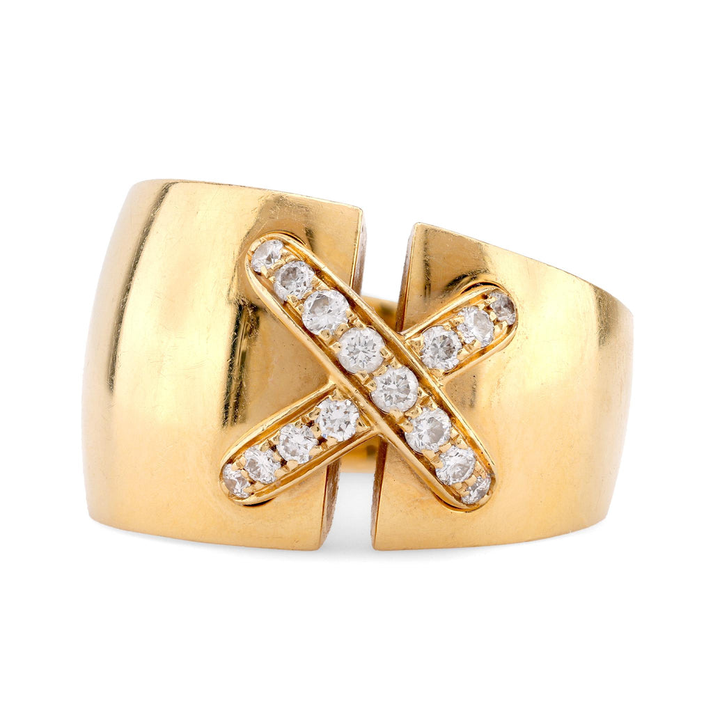 Chaumet French Diamond 18K Yellow Gold Large Double Lien Link Ring  Chaumet   