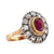 Antique 1.3 Carat No Heat Ruby Diamond 18K Yellow Gold Silver Cluster Ring  Jack Weir & Sons   