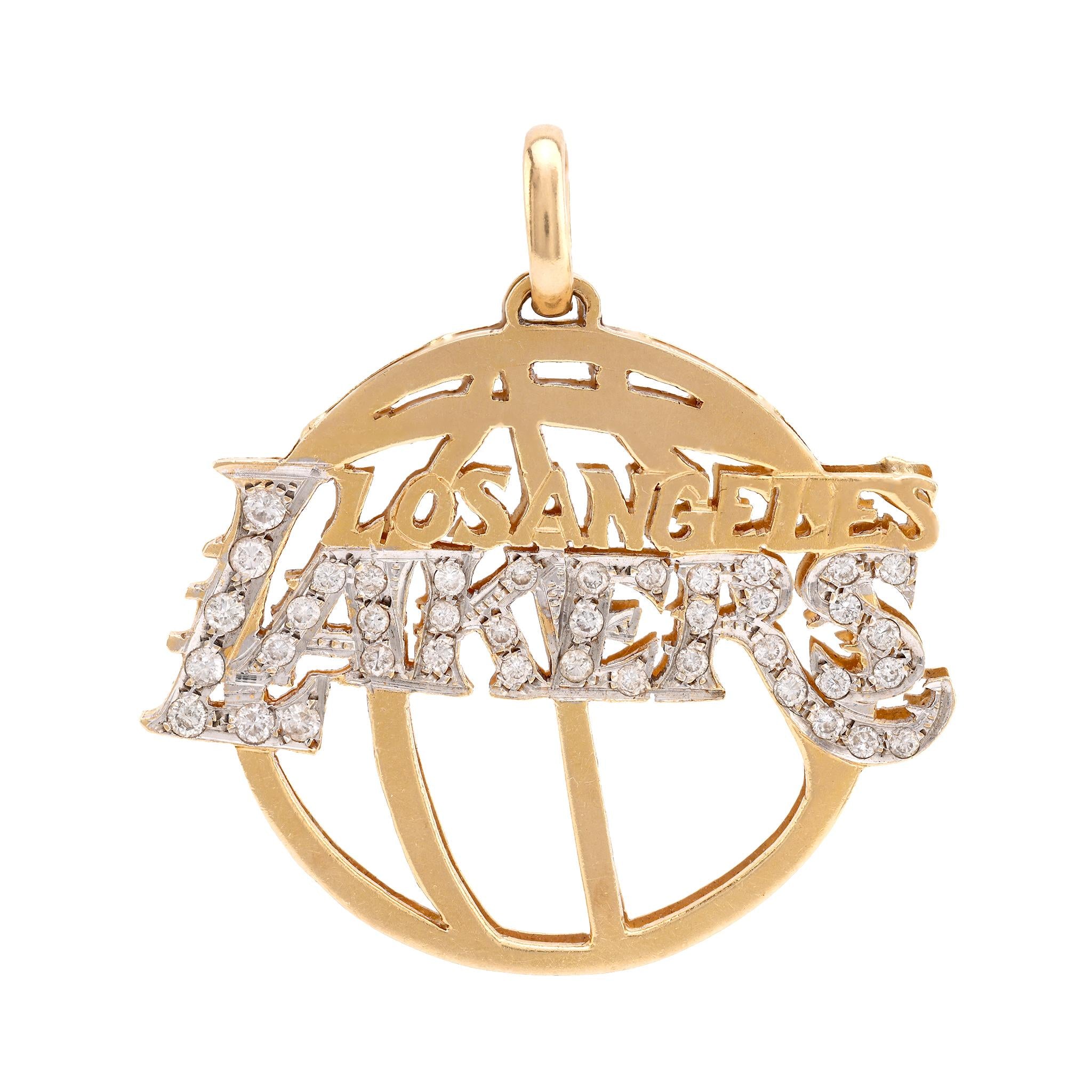 Modern Diamond 14K Yellow and White Gold Lakers Pendant  Jack Weir & Sons   