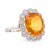 French Art Deco GIA 11.22 carat orange sapphire diamond platinum ring