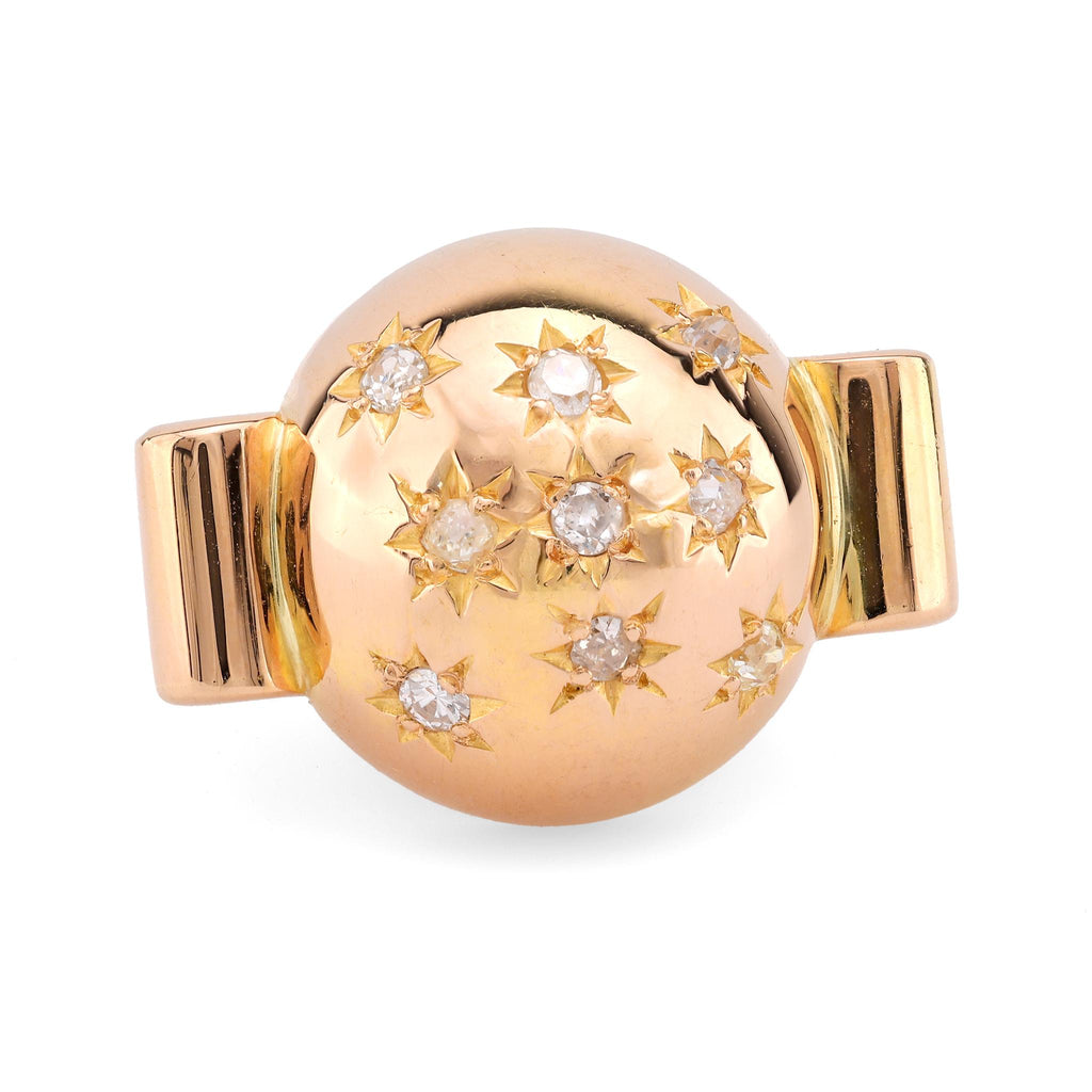 Retro French Diamond 18K Rose Gold Constellation Ball Ring  Jack Weir & Sons   