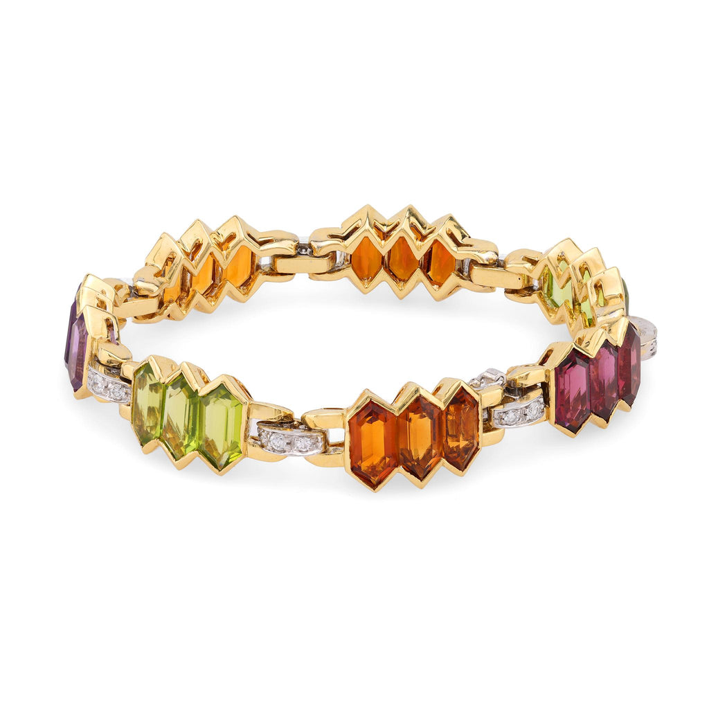 Bvlgari Gemstone & Diamond 18K Yellow and White Gold Bracelet  Bvlgari   