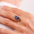 Antique style sapphire diamond 10k rose gold silver Toi Et Moi ring