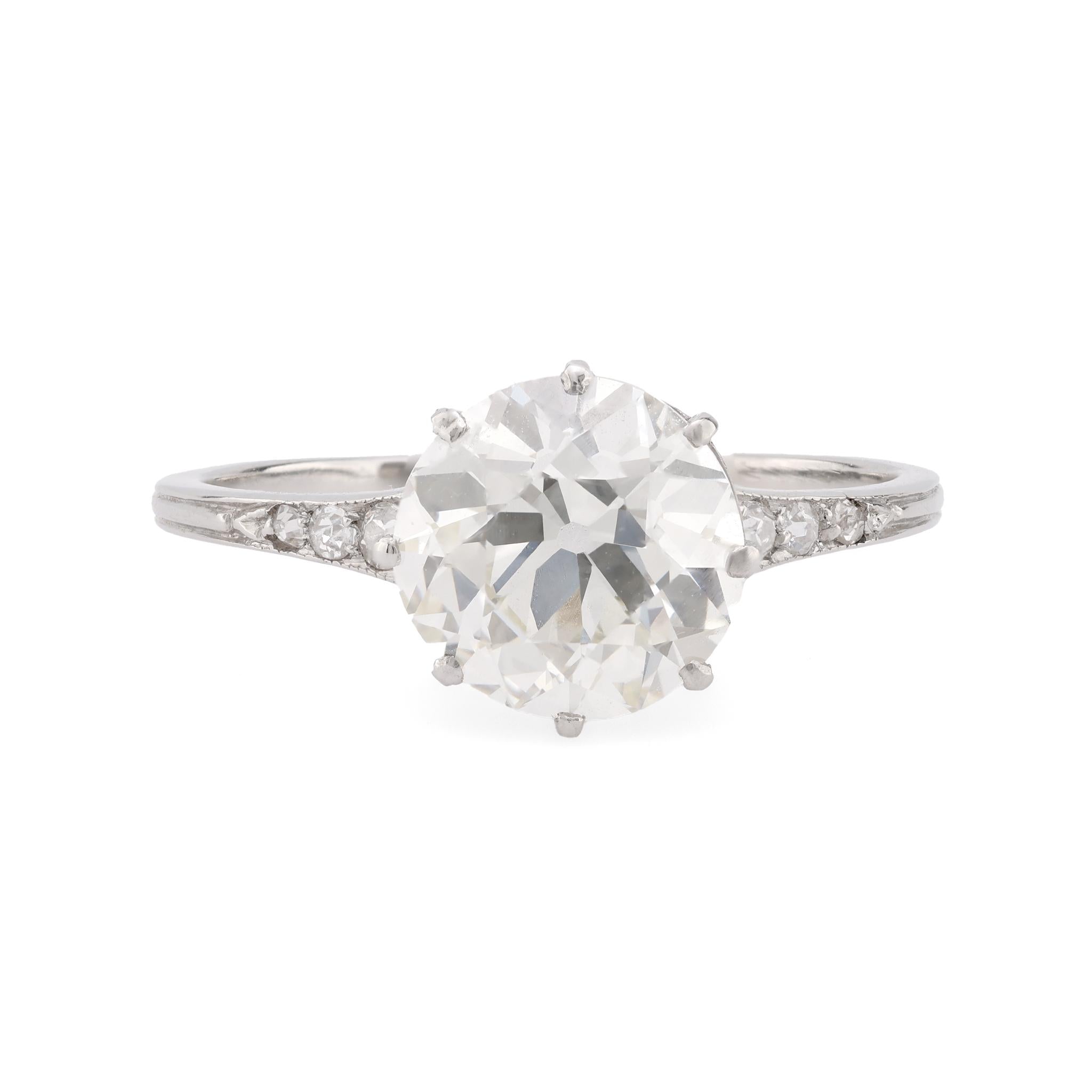 Classic Art Deco GIA 2.10 carat old European diamond platinum engagement ring  Jack Weir & Sons   