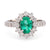 GIA 1 carat oval cut emerald diamond 18k white gold cluster ring