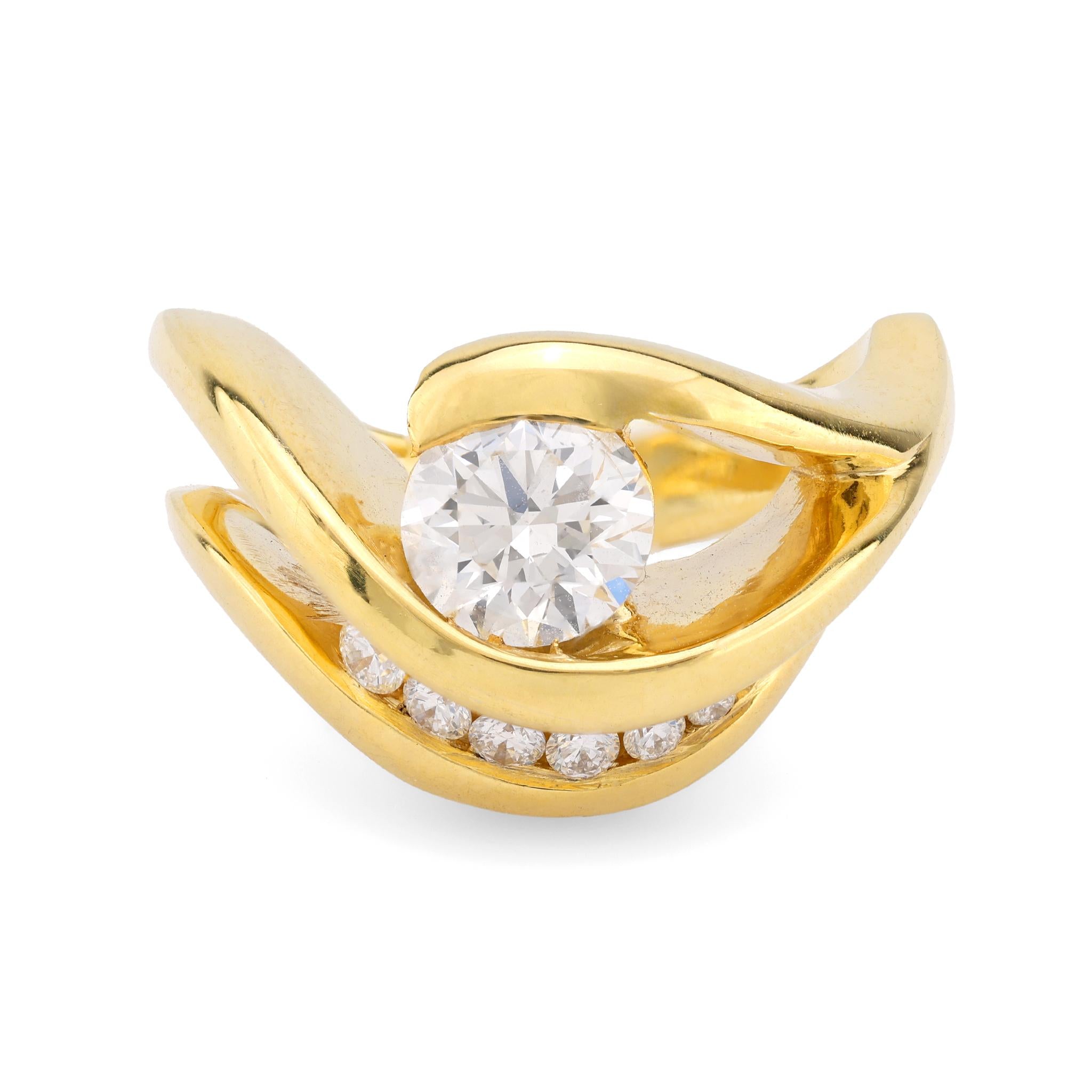 Stunning modern diamond 14k yellow gold ring  Jack Weir & Sons   