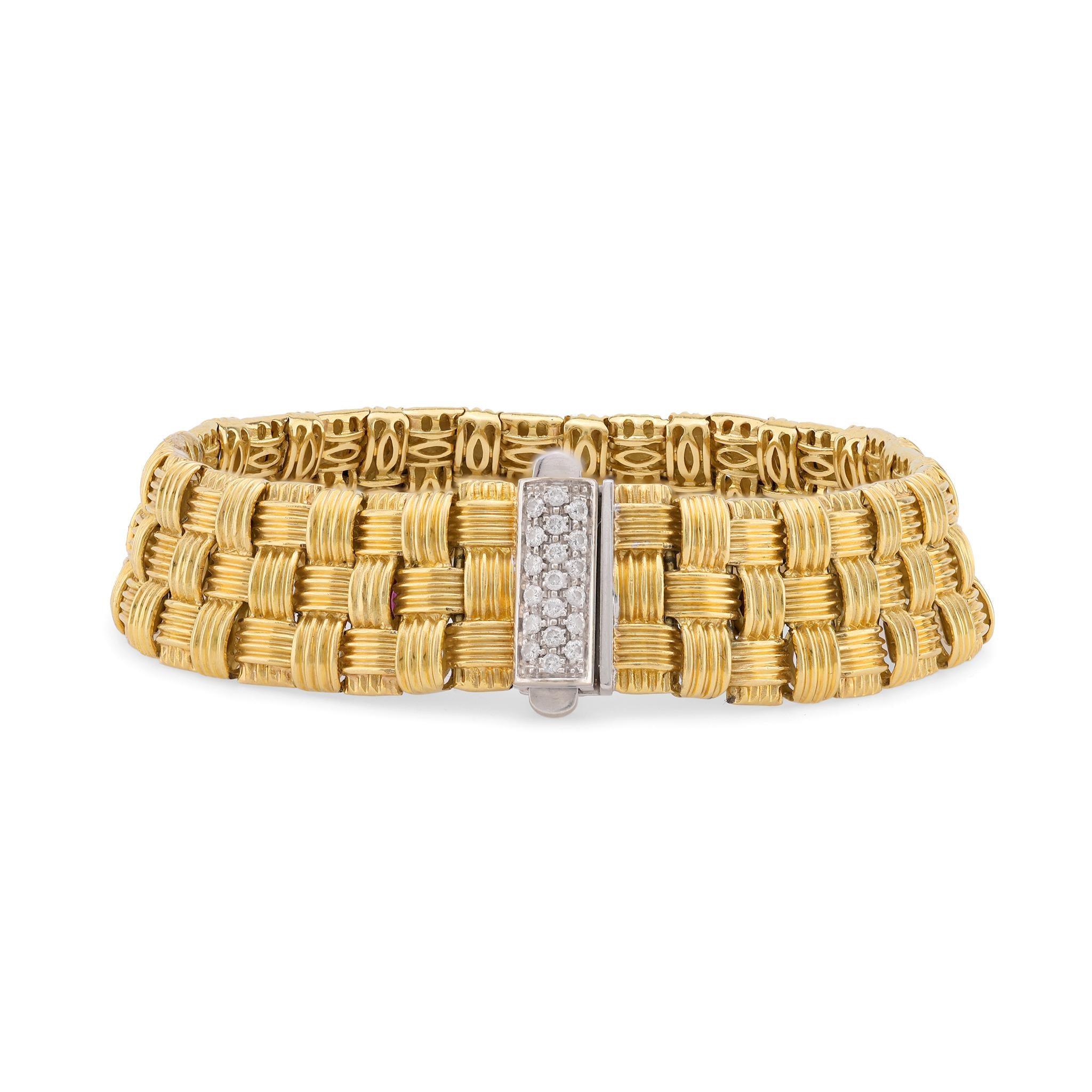 Roberto Coin diamond 18k yellow and white gold apassionata three row bracelet  Roberto Coin   