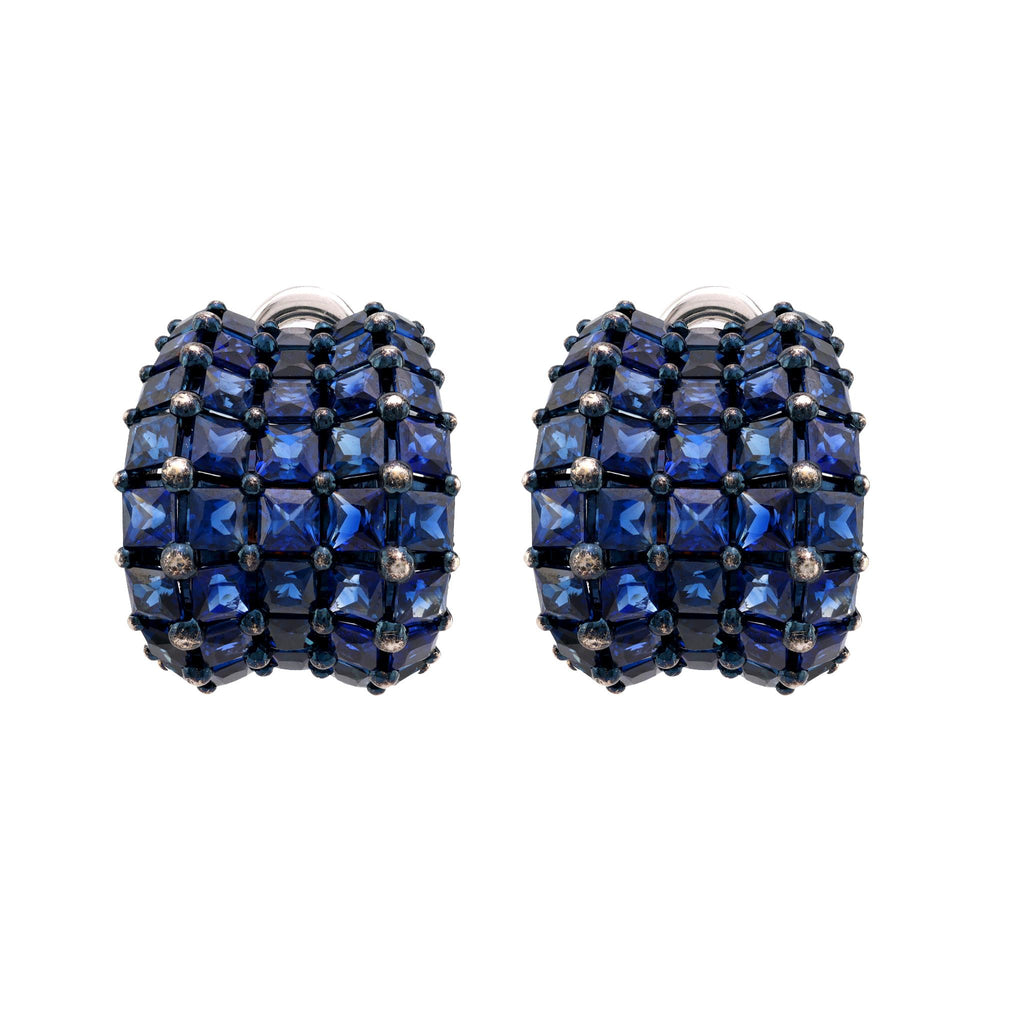 Luxurious contemporary 18 carat total weight sapphire 18K gold earrings  Jack Weir & Sons   