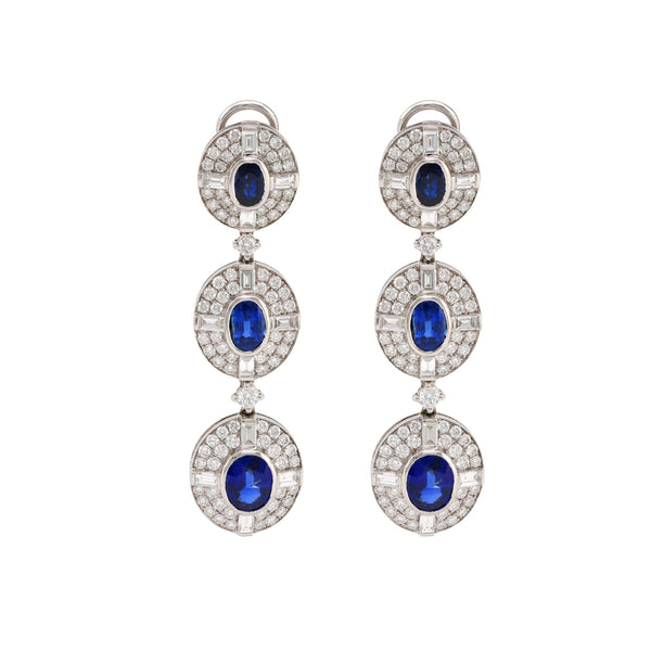 Exceptional 6.5 carat total weight sapphire diamond 18k drop earrings  Jack Weir & Sons   